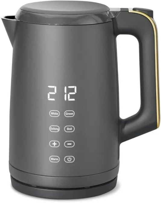 Electric Gooseneck Kettle 1 Liter 1200W, Stainless Steel, Pour Over Coffee Tea, Auto Shut-Off, 360° Cordless Power Base (Oyster Grey 1.7L)