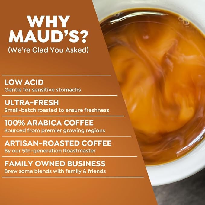 Maud's Salted Caramel Flavored Coffee Pods, 50ct, Medium Roast Flavored Coffee in Recyclable Single Serve Pods – 100% Arabica Beans, Compatible with Keurig K Cups Maker