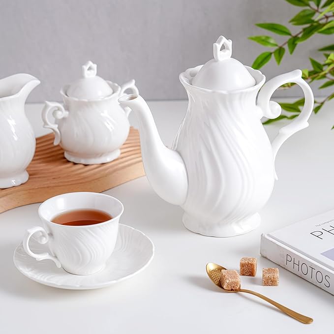 tea pot ceramic, Porcelain teapot with lid, 38.8 Oz for Tea, Milk, Coffee, Flower tea