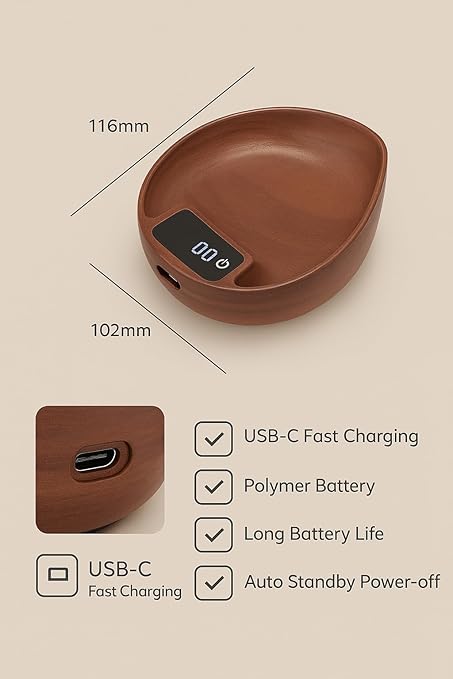 Premium Walnut Wood Coffee Scale – 0.1g Precision, USB-C Rechargeable Espresso & Kitchen Scale | Perfect Holiday Gift for Coffee Lovers, Baking & Tea (Walnut Wood)