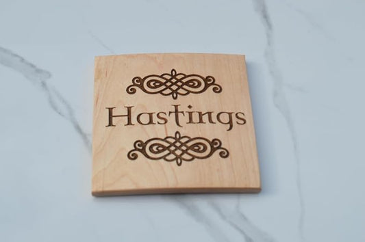 Personalized Wooden Coasters with Monogram, Wedding Date Engraved, Family Name- Choice of Wood (Celtic Name)