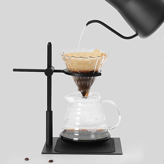 AUNMAS Pour Over Coffee Stand Aluminum Alloy, Adjustable Dripper Station for Home Office Brewing, Portable with Antislip Base Even Water