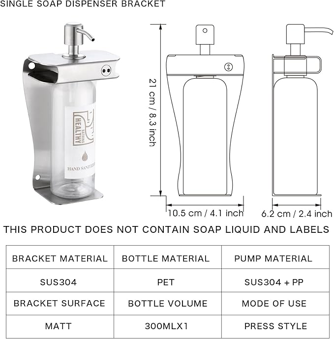 Shampoo, Conditioner, Shower Gel Dispenser 3 Room refillable Shampoo and Conditioner Pump Bottle Wall-Mounted Slot Shower soap Dispenser (KCLS-1), Brushed Stainless Steel