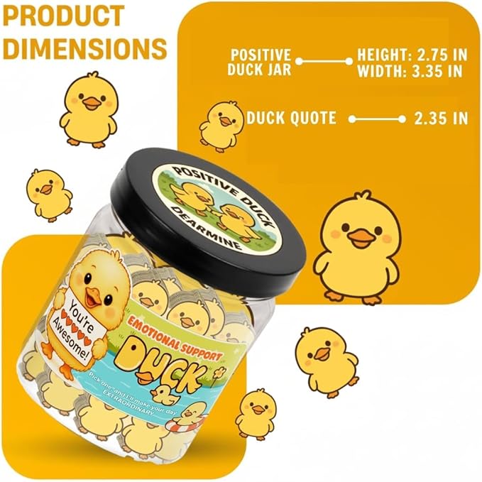 Positive Duck Jar with 60 Daily Affirmation Cards, Emotional Support Gift, Duck Gift for Women, Birthday for Girls, Inspirational Gifts for Women, Back to School Student Present