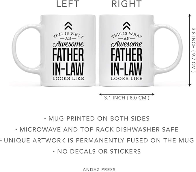 Andaz Press 11oz. Ceramic Coffee Tea Mug Thank You Gift, This is What an Awesome Father-in-Law Looks Like, 1-Pack, Birthday Christmas Gift Ideas Coworker Him Her, Includes Gift Box