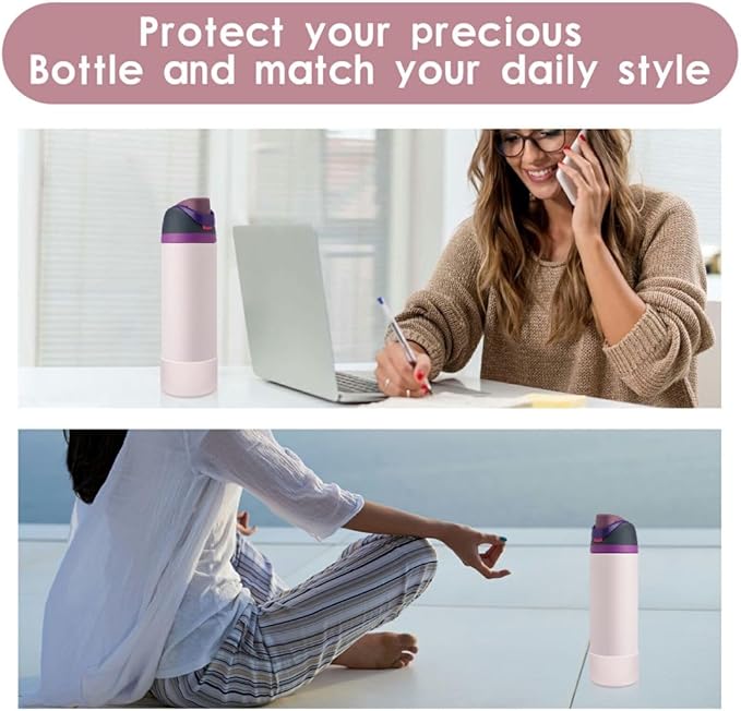 2PCS Silicone Water Bottle Boot, Compatible with Owala 24oz 32oz 40oz, Protective Anti-Scratch & Anti-Dent No Noise Sleeve Cover for FreeSip/Twist/Flip Water Bottles (Dreamy Field, 32oz)