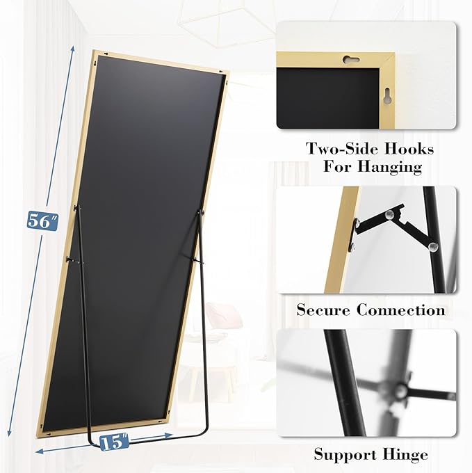 NEWBULIG Full Length Mirror, Upgraded Body Wall Mirrors with Shatter-Proof Glass, Floor Standing Mirror, Home Wall Decor