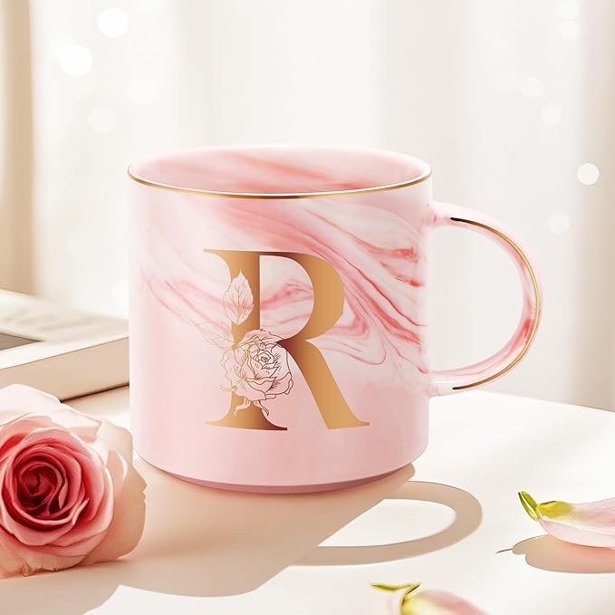 Valentines Day Gifts for Her, Anniversary Birthday Galentines Gifts for Women Mom Grandma Friend Sister Wife Teacher Coworker, Personalized Initial Customized Gift Monogrammed A-Z Coffee Mug 12 OZ(R)