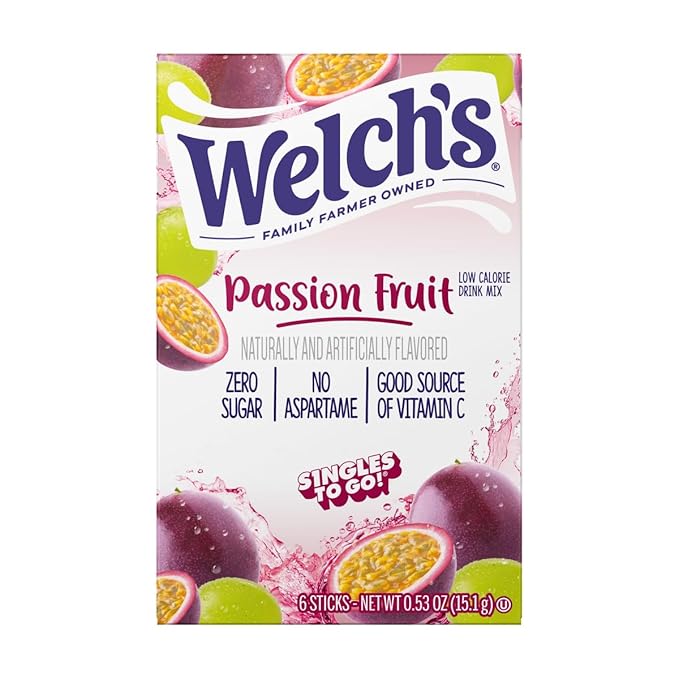 Welch's 5 Pack Variety - One of Each Flavor - Orange Pineapple, Cherry Pomegranate, Grape, Strawberry Peach, and Passion Fruit - Singles To Go