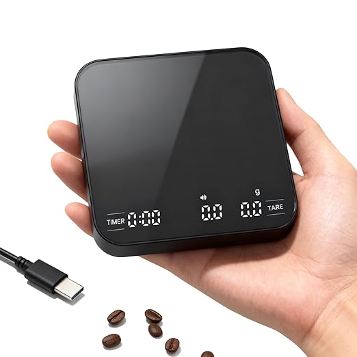 Mini Coffee Scale Digital - 4 Modes, 0.1g Precision, Touch Screen LED Display, 500mAh Type-C Rechargeable, 2099g Max Capacity, Waterproof & Compact for Espresso, Pour Over Coffee, Cooking & Baking