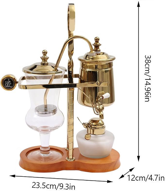 Siphon Coffee Maker Kit, 400ML/15Oz Belgian/Belgium Family Balance Syphon Coffee Maker, Gravity Vintage Manual Free-Standing Caffeic Machine for Offices Lounge Bars & Cafes