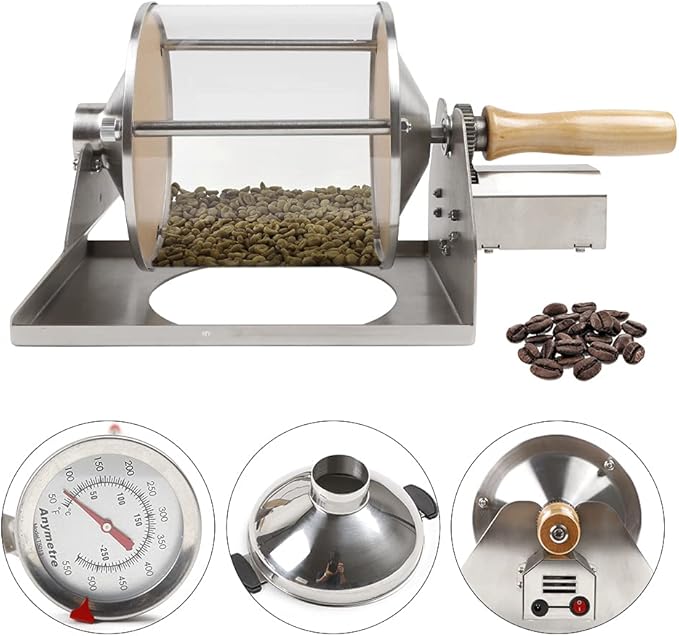 Uphilltool Coffee Bean Roaster, 400g/0.88lbs Coffee Bean Baker Gas Burner Roasting Machine Peanuts Pine Nuts Roaster for Camping RV Outdoor Use