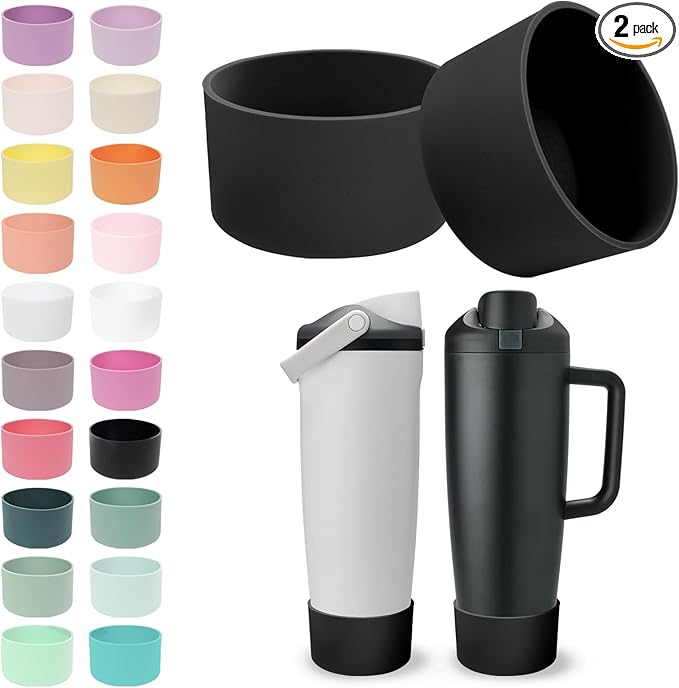 2PCS Silicone Boots for Owala 30oz & 40oz FreeSip Sway Bottles & Tumblers – Non-Slip, Scratch-Resistant, Stability Enhancer for Owala Accessories (Midnight Black)