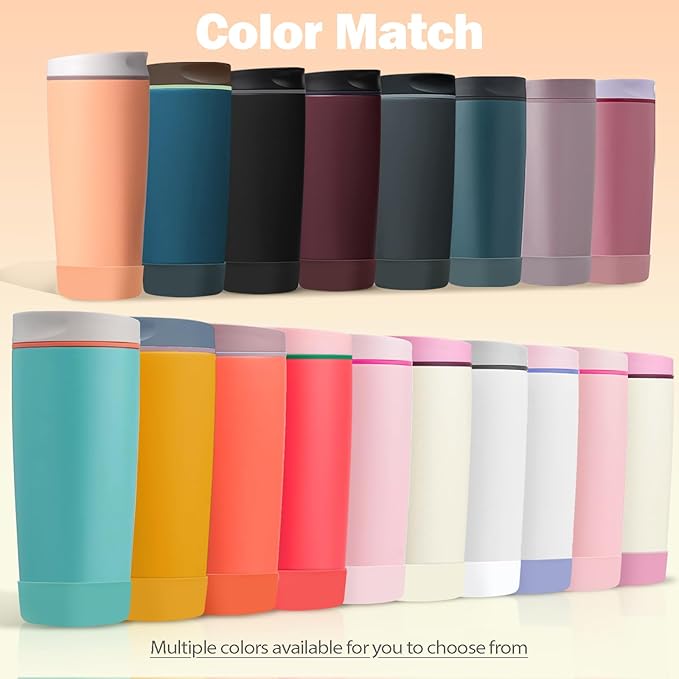 2pcs Silicone Boot for Owala SmoothSip Slider Coffee Tumbler 20oz 12oz, Anti-Slip Sleeve for Travel Coffee Mug, Protective Accessories for Owala BPA Free (Nectarine Orange)