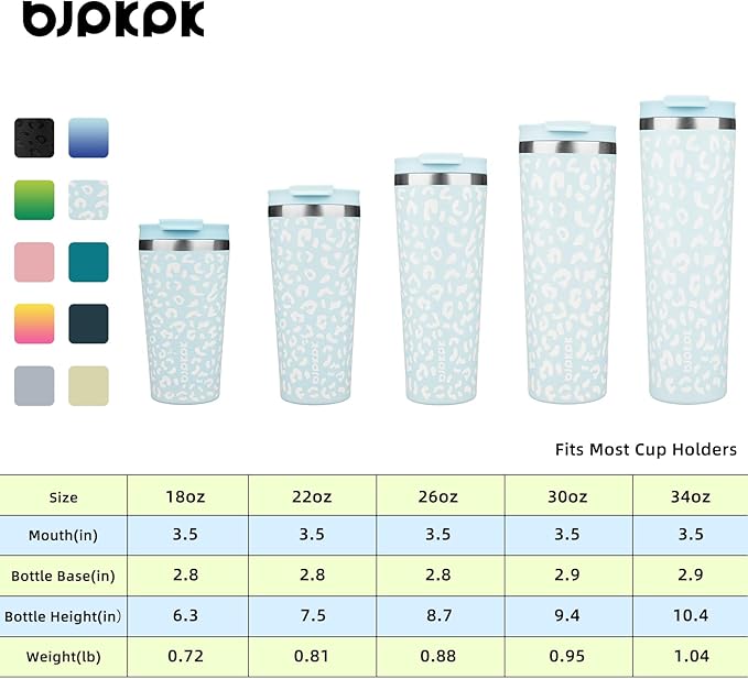 BJPKPK 26oz Tumbler With lid And Straw Stainless Steel Travel Coffee Mug Insulated Tumblers Cups,Light Blue Leopard