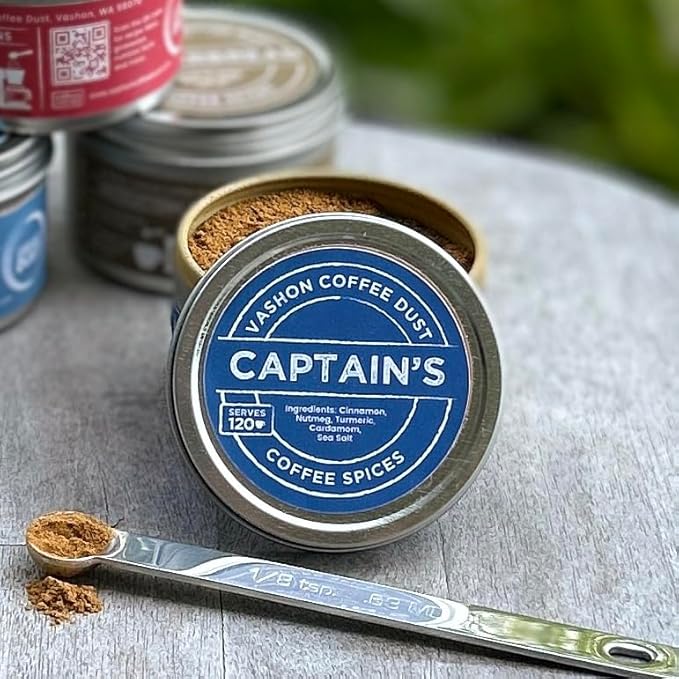 Coffee Dust Flavoring Powder, Captain's (120 Servings) – All Natural Coffee Syrup Alternative - Adds Flavor, Aroma, Taste & Whole30 Wellness to Drinks, Tea & Foods