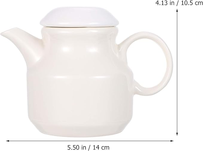 Cabilock Ceramic Creamer Pitcher with Lid and Handle 5.5 Inch Small Milk Cup Sauce Pot for Kitchen Dining Serving Entertaining