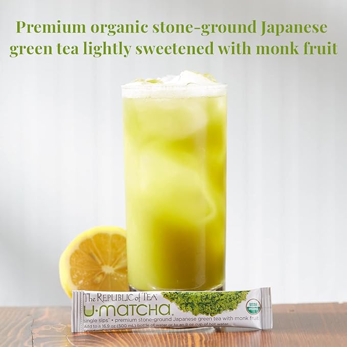 The Republic of Tea Organic U-Matcha Single Sips, 50 Single Servings of Premium Instant Matcha