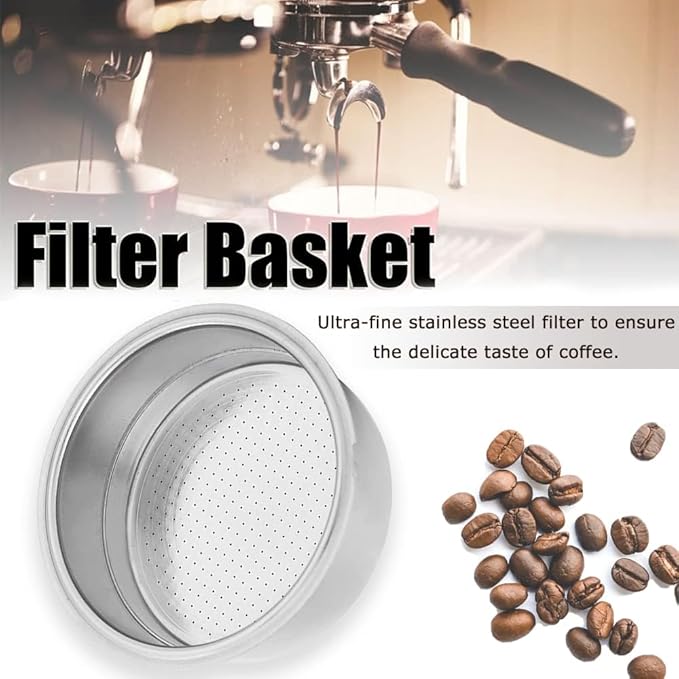 51mm Espresso Filter for 3700 Essential, Double Cup Filter Basket Compatible for CASABREWS Espresso Machine 3700Essential, Double Layer Pressurized Coffee Filter Fits 51mm Portafilter with Circlip