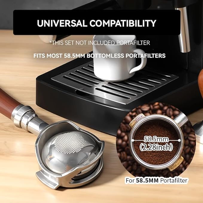 58mm Espresso Filter Basket and Espresso Puck Screen,18g Spherical Bottom Design for Even Espresso Extraction Fits Most 58mm Portafilter/Tamper/coffee maker