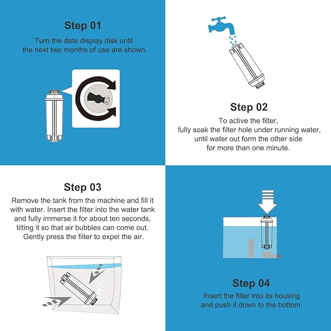 Ouxunus Descaling Kit Compatible with Delonghi Coffee Machines: 2 Full Maintenance Cycles | 2 Compatible with De'Longhi water Filters + 2x100ml Descaling Solution Replace Every 3 Months （6-Month）