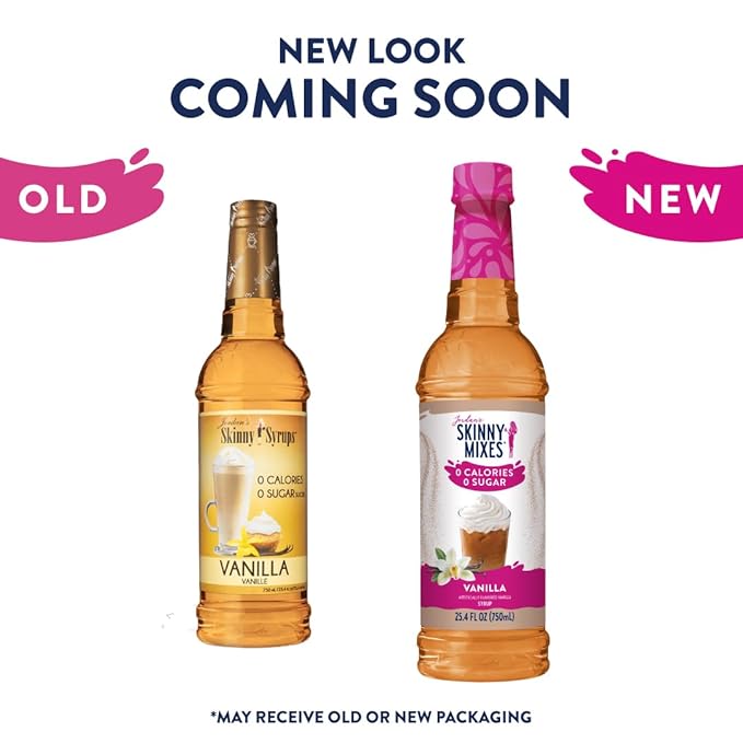 Jordan's Skinny Mixes Sugar Free Coffee Syrup, Vanilla Coffee Flavoring Syrup, Zero Calorie Drink Mix, Lattes, Baking, Protein Shake or Cocktail, Dairy & Gluten Free, Kosher, 25.4 Fl Oz