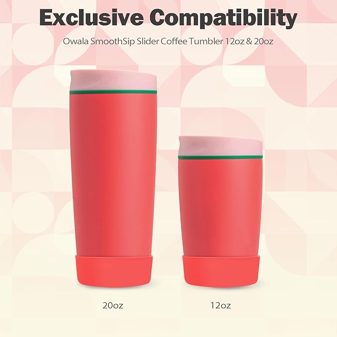2pcs Silicone Boot for Owala SmoothSip Slider Coffee Tumbler 20oz 12oz, Anti-Slip Sleeve for Travel Coffee Mug, Protective Accessories for Owala BPA Free (Strawberry Fields)