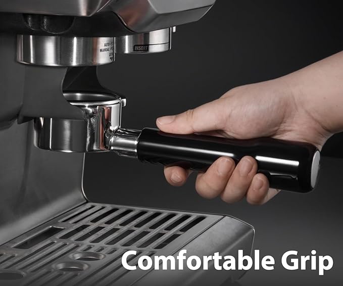VOURMIO 54mm Bottomless Portafilter - 3 Ears with Stainless Steel Filter Basket, Fits Breville Barista Express, Pro, Touch, Bambino Plus, Infuser (880BSS, 870XL, 878BSS, 500BSS, 840XL), Black