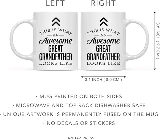 Andaz Press 11oz. Ceramic Coffee Tea Mug Thank You Gift, This is What an Awesome Great Grandfather Looks Like, 1-Pack, Birthday Christmas Gift Ideas Coworker Him Her, Includes Gift Box