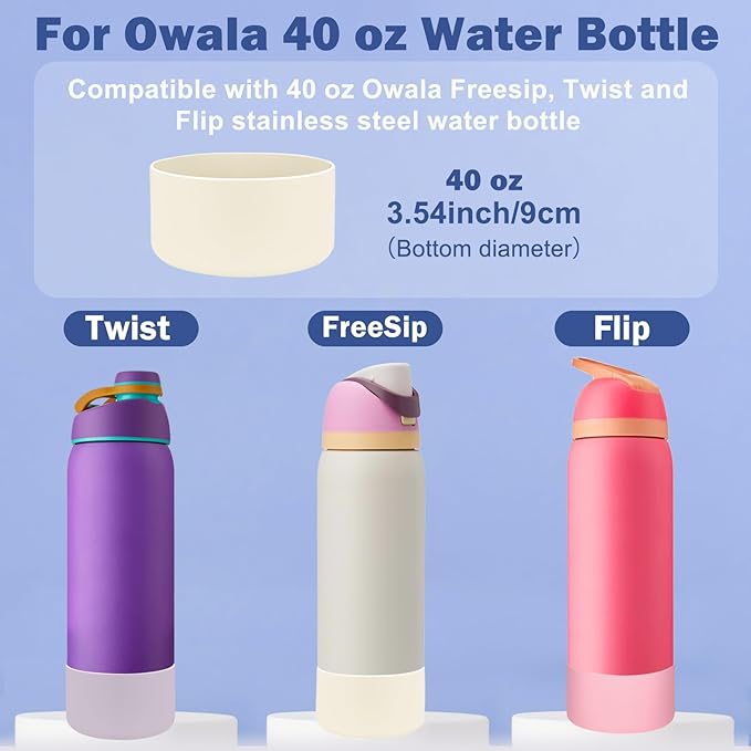 HEYSKAY 2PCS Silicone Boot for Owala Flask Water Bottle Anti-Slip Protective Sleeve for Owala Twist,FreeSip and Flip Stainless Steel Water Bottle BPA-Free Boot Bottom Base