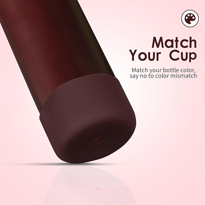2PCS Silicone Water Bottle Boot, Compatible with Owala 24oz 32oz 40oz, Protective Anti-Scratch & Anti-Dent No Noise Sleeve Cover for FreeSip/Twist/Flip Water Bottles (Black Cherry, 24oz)
