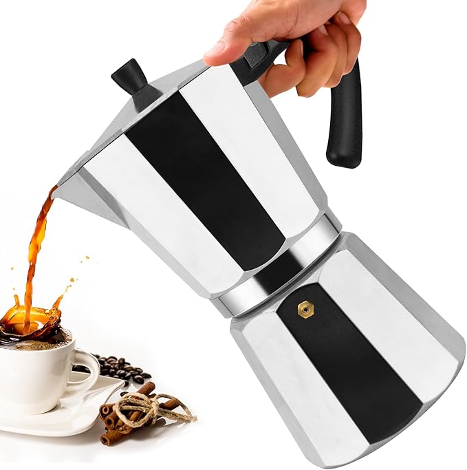 Vaolvpant 12 Cup Aluminum Moka Pot Classic Stovetop Espresso Coffee Maker 600ml 20oz Coffeemaker Percolator Mocha Pot Greca Coffee Maker Cafe Makers for Italian and Cuban Café Brewing Silver