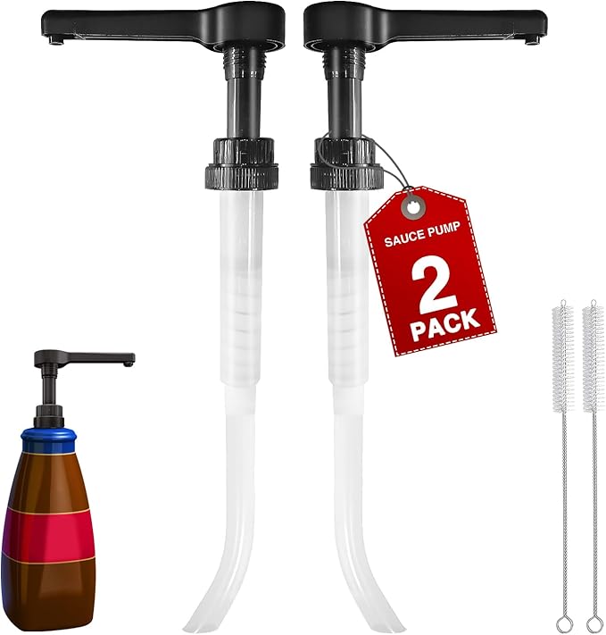 DupakSYS 2Pcs Black Sauce Pump Dispenser for 64 oz Chocolate Pumpkin Caramel Sauce Bottles, Reusable Large 15CC Syrup Pump Dispenser for Vanilla Mocha Sauces