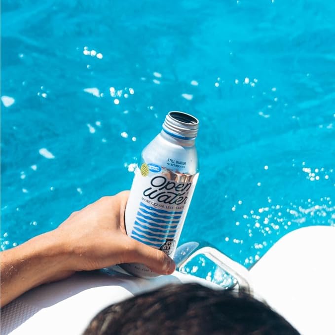 Open Water Still Bottled Water with Electrolytes in 16-oz Aluminum Bottles (6 Cases, 72 bottles - Still) | BPA-free and Eco friendly