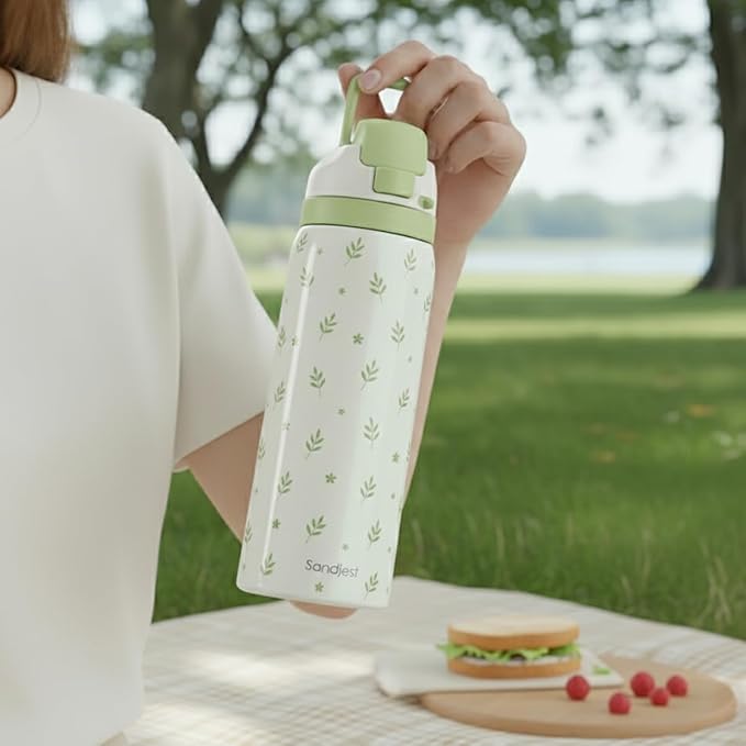 Botanical Insulated Stainless Steel Water Bottle with Straw for Sports and Travel, 32oz, Gifts for Women Girls Friends Teens Birthday Christmas