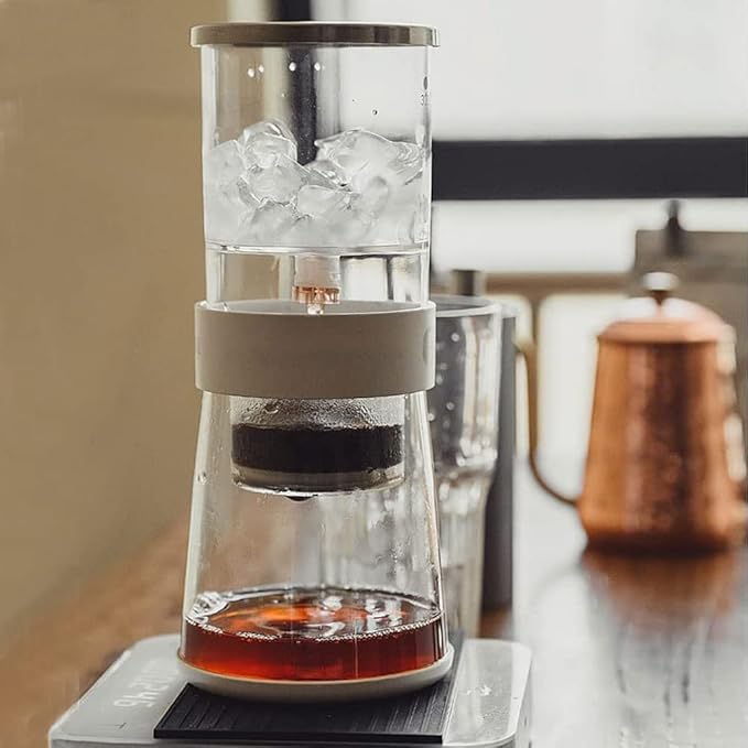 Ice Drip Coffee Maker 14oz Cold Brew Coffee Smooth Dripper Slow Cold Drip Iced Coffee Concentrate Brewer with Adjustable Water Flow, Stainless Steel Filter