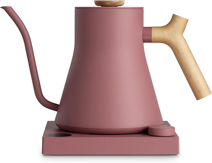 Fellow Stagg EKG Pro Electric Gooseneck Kettle - Pour-Over Coffee and Tea Pot, Stainless Steel, Quick Heating, Desert Rose with Maple Wood Handle, 0.9 Liter