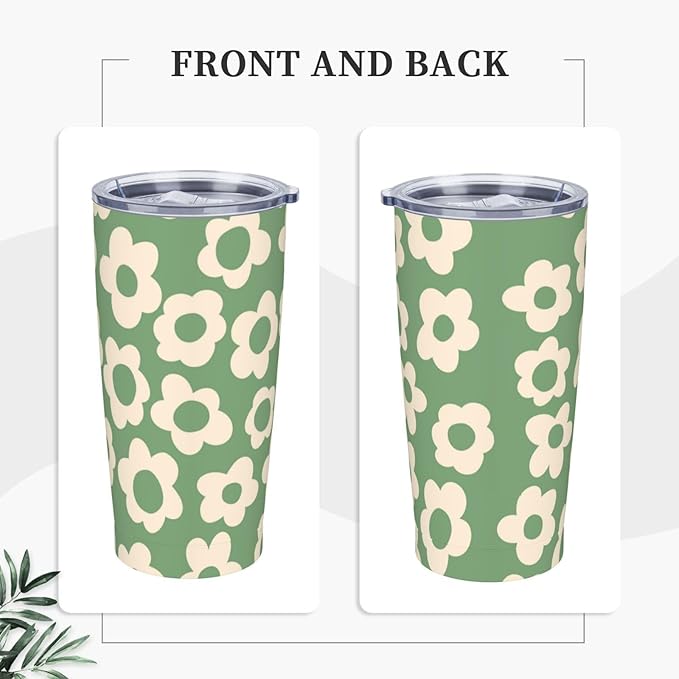 Vintage Groovy Flowers 20oz Stainless Steel Insulated Tumblers Travel Mug Cup Leakproof Gift For Men Women Hot & Cold Drinks Splash-Proof Lid Metal Straw and Brush