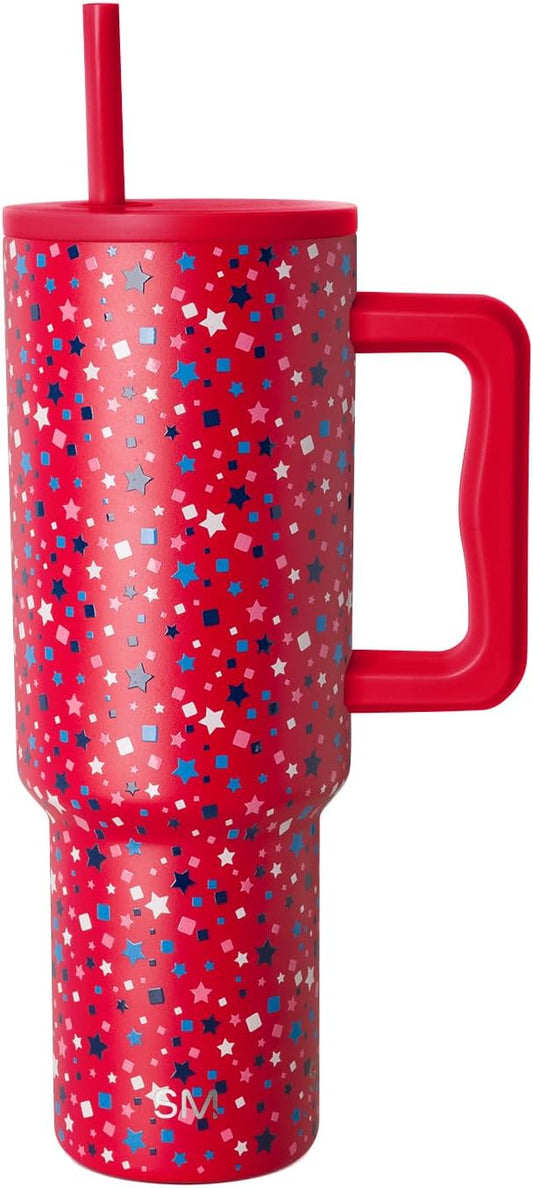 Simple Modern 4th of July 40 oz Trek Tumbler with Handle and Straw Lid | Cup Holder Friendly Insulated Stainless Steel Travel Mug | Star Speckled Banner
