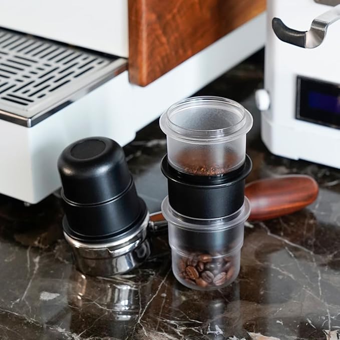 watchget 58mm Dosing Cup Espresso Coffee Dosing Cup Compatible with 58mm Portafilters Plastic Espresso Dosing Cup Coffee Machine Accessories, Frosted Black