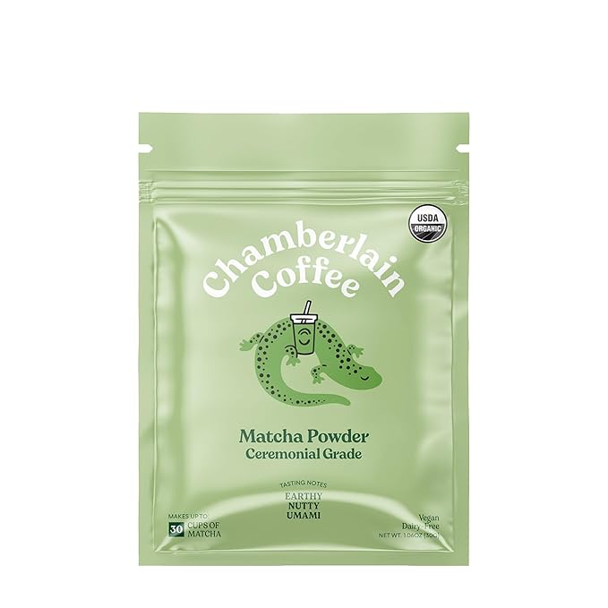 Chamberlain Coffee Ceremonial Matcha Green Tea Powder - Japanese Green Tea + Original Grade Matcha - Hot or Iced - Organic, Vegan & Gluten-Free Matcha Powder, 1.06 oz Pouch