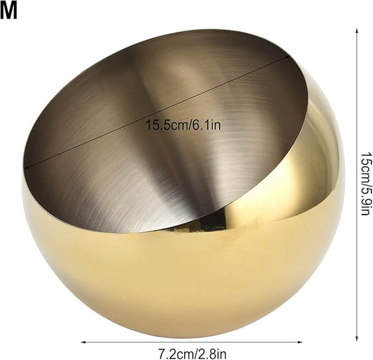 Stainless Steel Sugar Bowl with Tilted Lid, Brushed Metal Candy Jar, Spherical Condiment Container for Sugar Cubes, Nuts, Mints, Home Kitchen, Restaurant, Coffee Bar