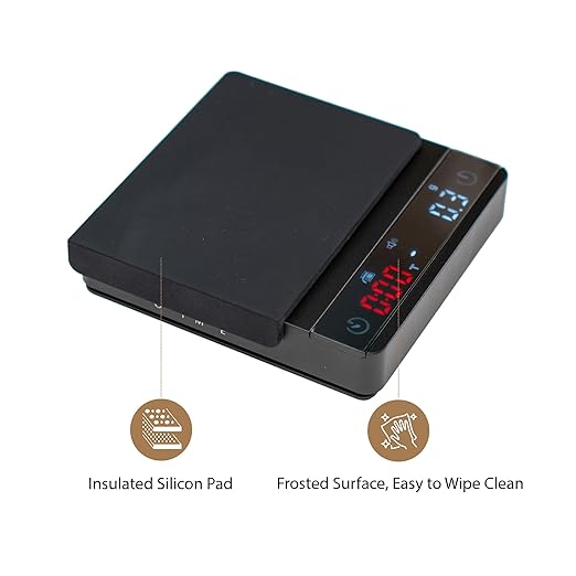 MiiCoffee Nano Pro Coffee Scale with Timer, Espresso Scale with Auto Tare, Aluminum Body, Touch Sensor and Silicone Cover (Black)