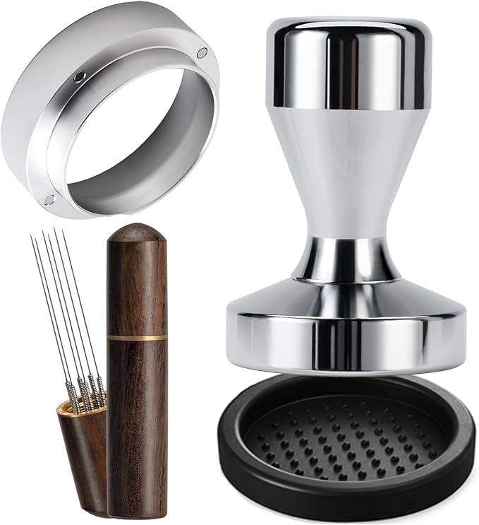 Espresso Accessories Kit 51mm Tamper: Espresso Tamper Kit, Coffee Tamper Set Espresso Kit | WDT Tool Espresso, Dosing Funnel, Tamper Mat Espresso Tools for Espresso Machines and 51mm Portafilters