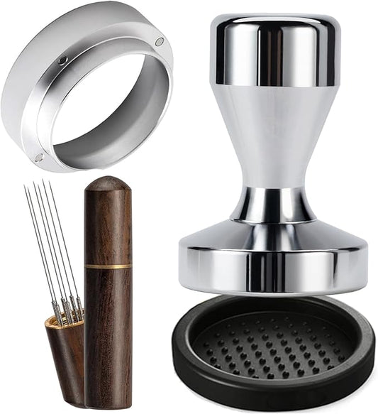 Espresso Accessories Kit 51mm Tamper: Espresso Tamper Kit, Coffee Tamper Set Espresso Kit | WDT Tool Espresso, Dosing Funnel, Tamper Mat Espresso Tools for Espresso Machines and 51mm Portafilters
