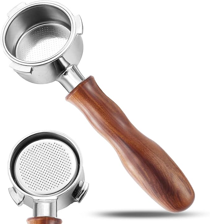 54mm Bottomless Portafilter with Puck Screen, Compatible with Breville BES870/880 & Solis etc., 3-Ear Stainless Head