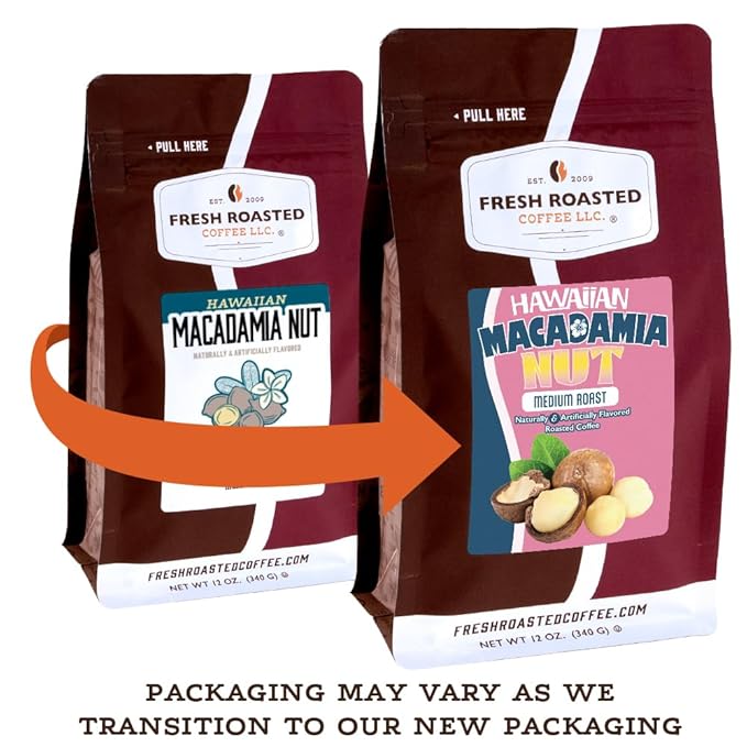 Fresh Roasted Coffee, Hawaiian Macadamia Nut Flavored Coffee, 5 lb, Medium Roast, Kosher, Ground
