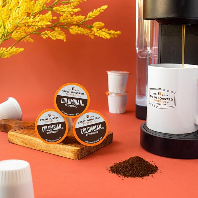 Fresh Roasted Coffee, 100% Colombian, Medium Roast, 96 Pods for K Cup Brewers
