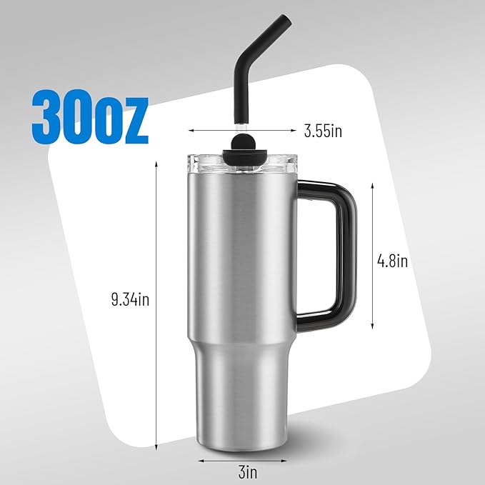 KYZ 34 oz Tumbler with Lid & Straw, Insulated Stainless Steel Cup, Leak-Resistant & Car Cup Holder Fit, Vacuum Insulation for Hot & Cold Drinks