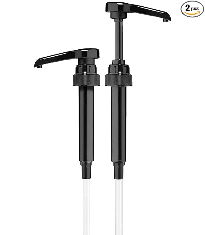 2-Pack Black Coffee Syrup Pump Dispenser – Fits 750ml Syrup Bottles – Reusable Pump for Flavored Coffee, Tea, Beverages